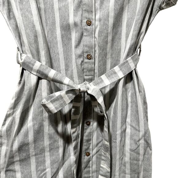 Polagram cotton button down midi dress with a striped pattern - Picture 4 of 8